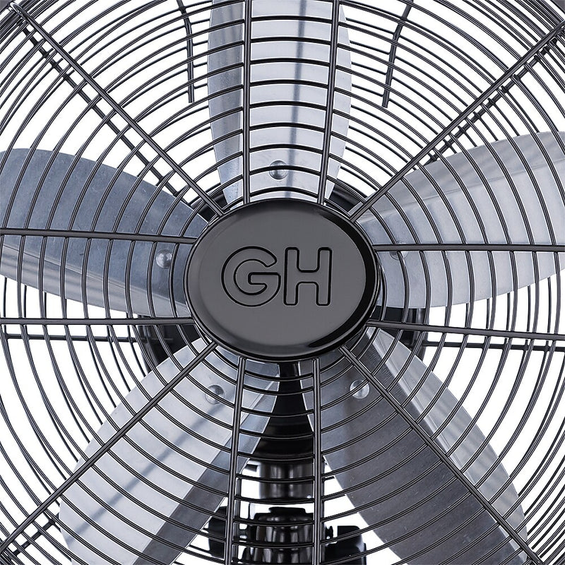 Good Housekeeping 12" Retro Table Fan 10-inch 3-Speed Oscillating Desk Fan, Midnight Chrome (92612)