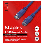 Staples TECH 7 ft. Cat-6 Ethernet Cable, Male to Male, Blue (ST62454)