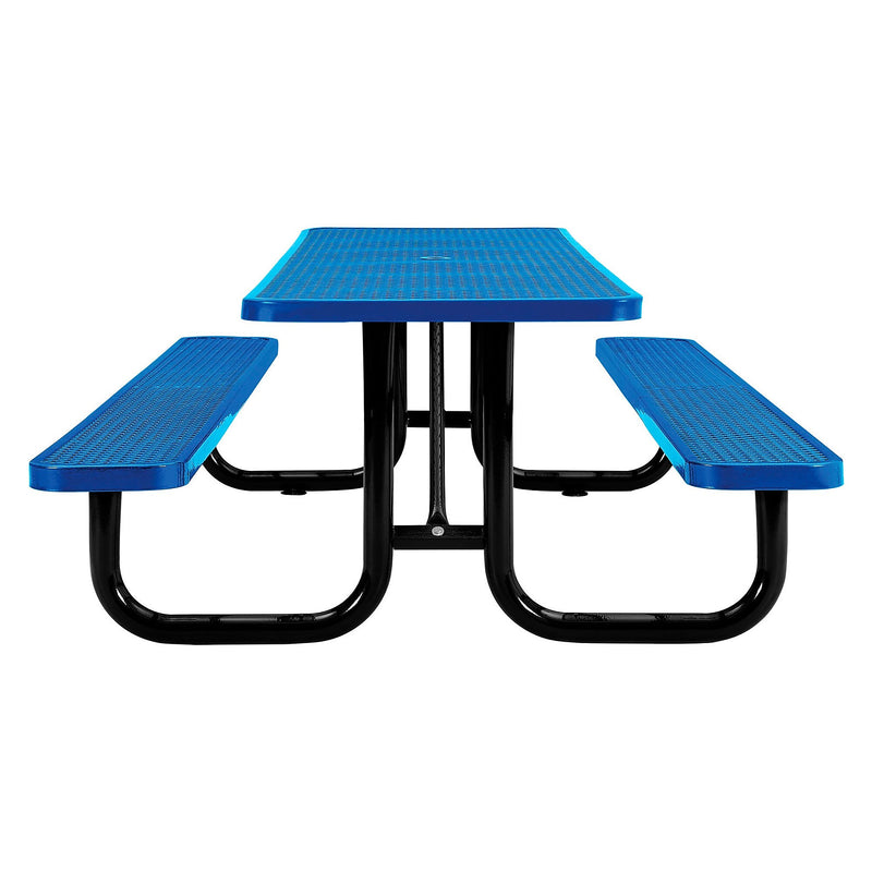 Global Industrial 8' Rectangular Picnic Table, Expanded Metal, Blue (277153BL)