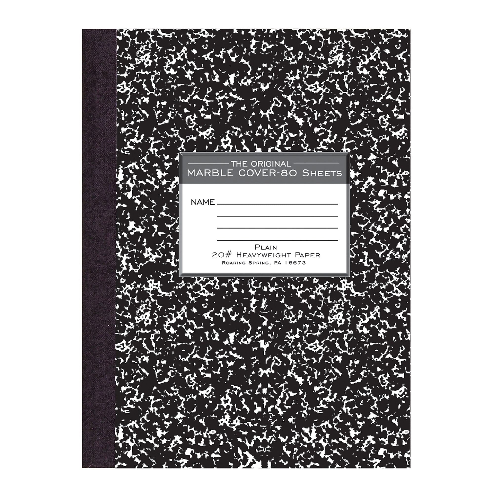 Roaring Spring Paper Products Signature Composition Notebooks, 7.88" x 10.25", 80 Sheets, Black, 24/Case (77479CS)