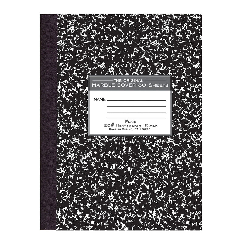 Roaring Spring Paper Products Signature Composition Notebooks, 7.88" x 10.25", 80 Sheets, Black, 24/Case (77479CS)