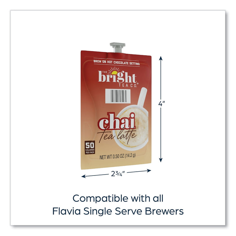 FLAVIA The Bright Tea Co. Chai Tea Latte Freshpack, Chai Latte, 0.5 oz Pouch, 72/Carton