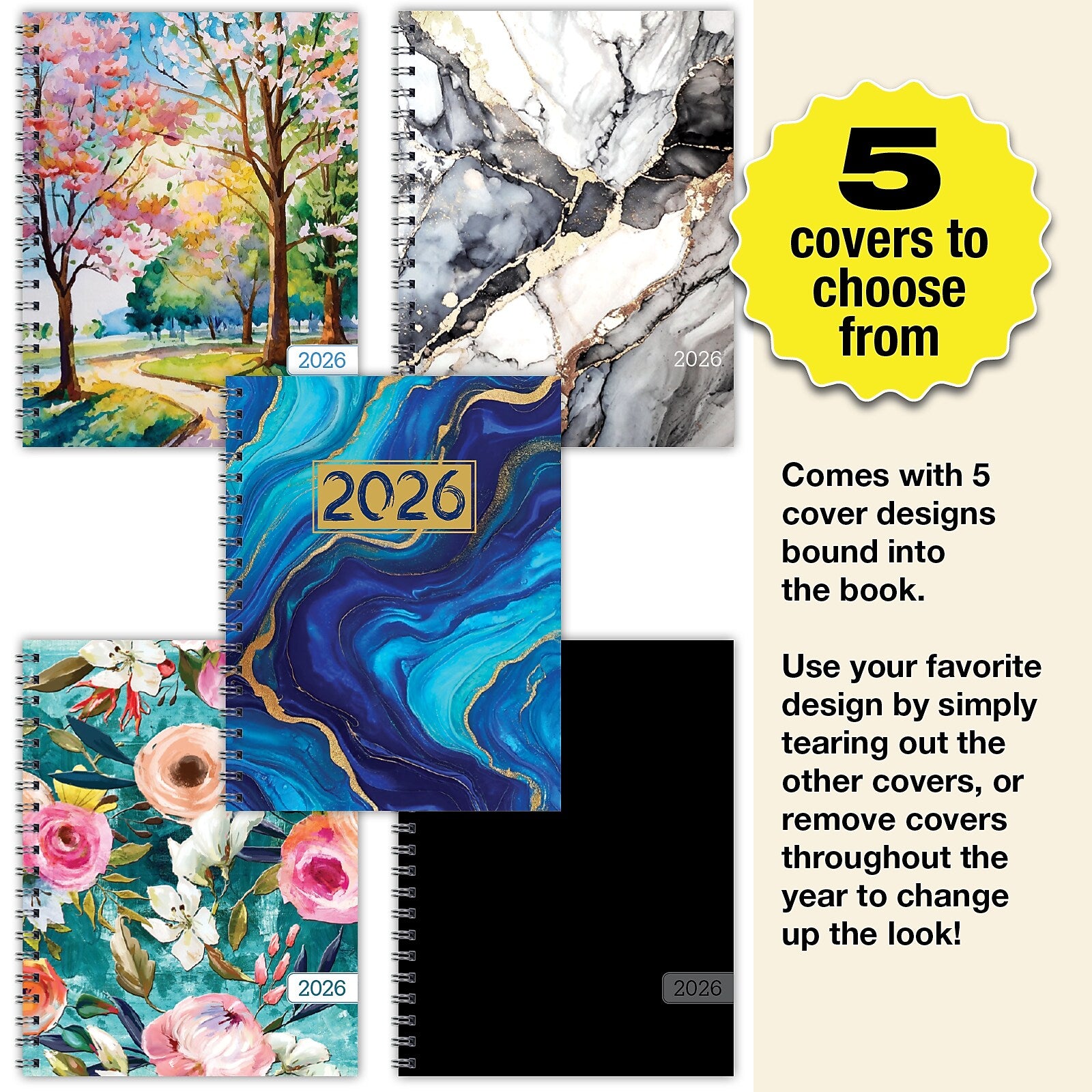 2026 Global Printed Products 5-Cover 8.5" x 11" Calendar Year Monthly Standard Planner, Paperboard Cover (NRY26-8511M-F)
