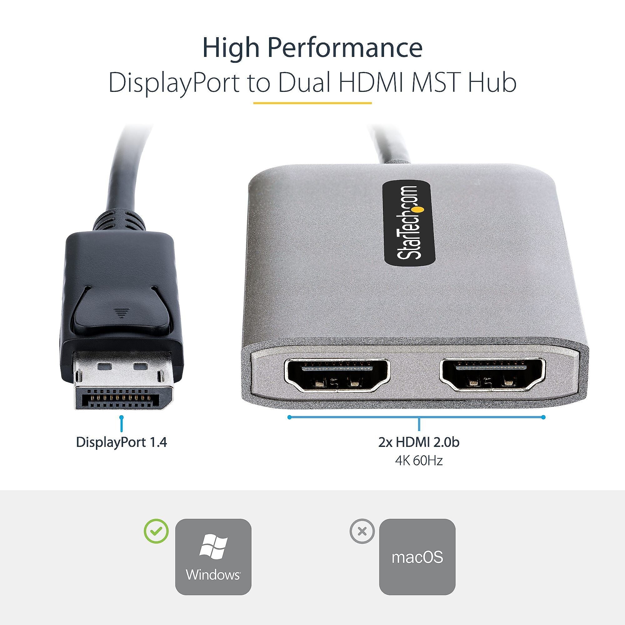 StarTech DisplayPort to HDMI/HDMI Audio/Video Adapter, Male to Female, Silver (MST14DP122HD)