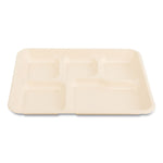 Bagasse PFAS-Free Food Tray, 5 Compartments, 8.26 x 0.98 x 10.9, Tan, Sugarcane, 500/Carton