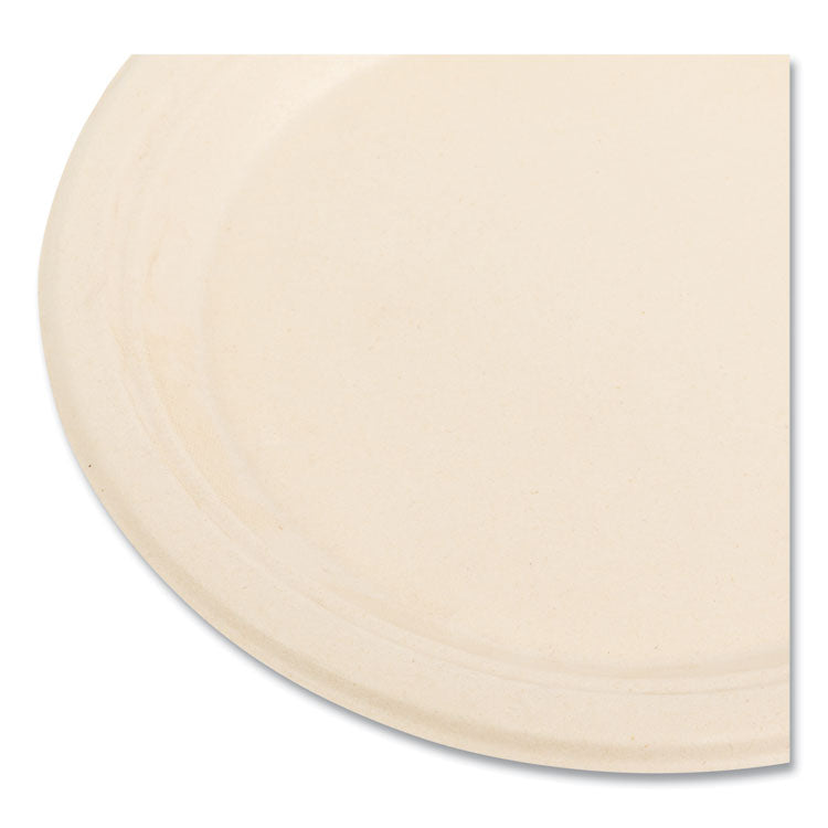 Bagasse PFAS-Free Dinnerware, Plate, Sugarcane, 9" dia, Tan, 500/Carton