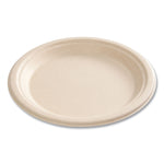 Bagasse PFAS-Free Dinnerware, Plate, Sugarcane, 9" dia, Tan, 500/Carton