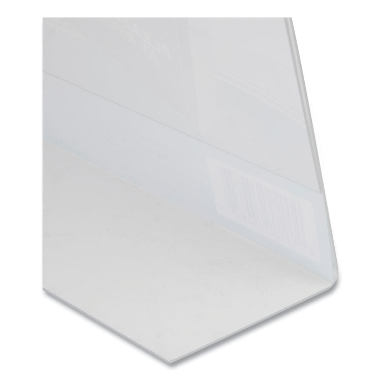 Clear Plastic Slanted L-Shaped Countertop Sign Holder, Side-Load, Horizontal/Vertical Orientation, 4 x 6 Insert
