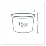 Round Deli Pots, Compostable, 16 oz, 4.6 Diameter x 3" h, Clear, Plastic, 500/Carton
