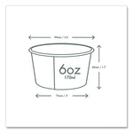 Soup Containers, Compostable, 6 oz, 3.5" Diameter x 1.7" h, Green/White, Paper, 1,000/Carton