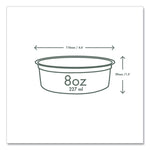 Round Deli Pots, Compostable, 8 oz, 4.6" Diameter x 1.5" h, Clear, Plastic, 500/Carton