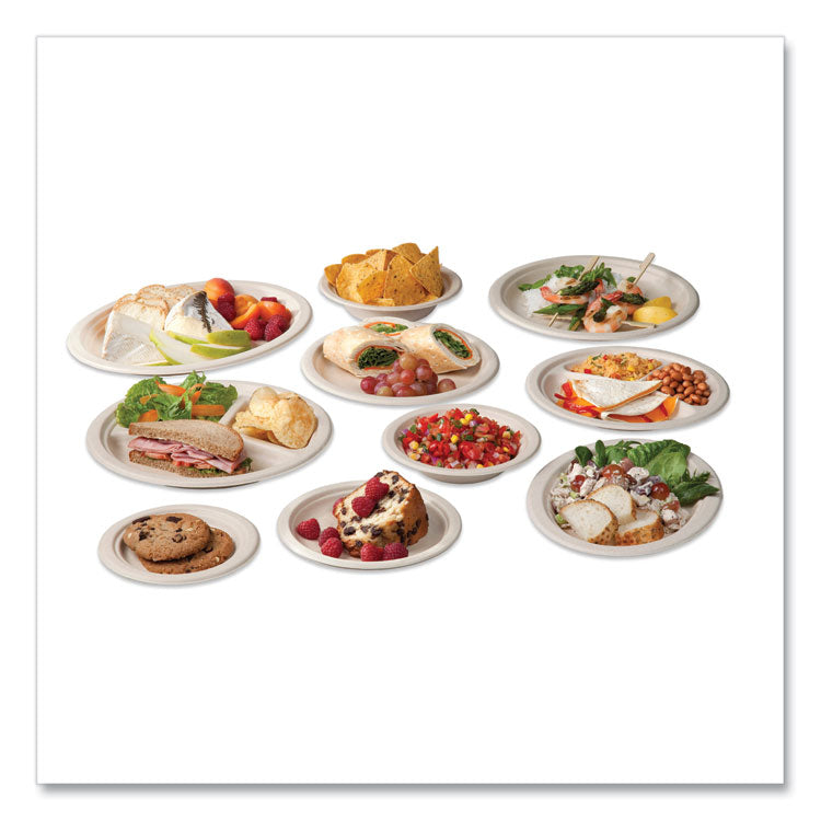 Nourish Molded Fiber Tableware, Compostable, Plate, Sugarcane, 6" dia, White, 1,000/Carton