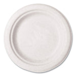 Molded Fiber Tableware, Compostable, Plate, Sugarcane, 6" dia, White, 1,000/Carton