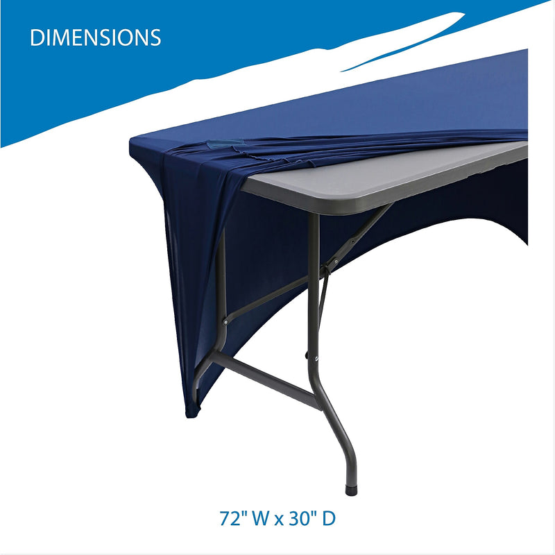 Iceberg 72"L x 30"W Stretch-Fabric Table Cover, Blue (16526)