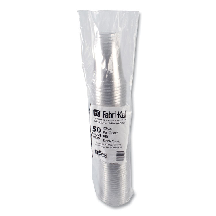 Kal-Clear PET Cold Drink Cups, 20 oz, Plastic, Clear, 50/Bag, 20 Bags/Carton