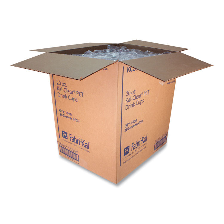 Kal-Clear PET Cold Drink Cups, 20 oz, Plastic, Clear, 50/Bag, 20 Bags/Carton