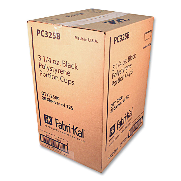 Portion Cups, 3.25 oz, Plastic, Black, 125/Sleeve, 20 Sleeves/Carton