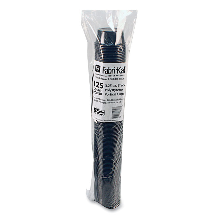 Portion Cups, 3.25 oz, Plastic, Black, 125/Sleeve, 20 Sleeves/Carton