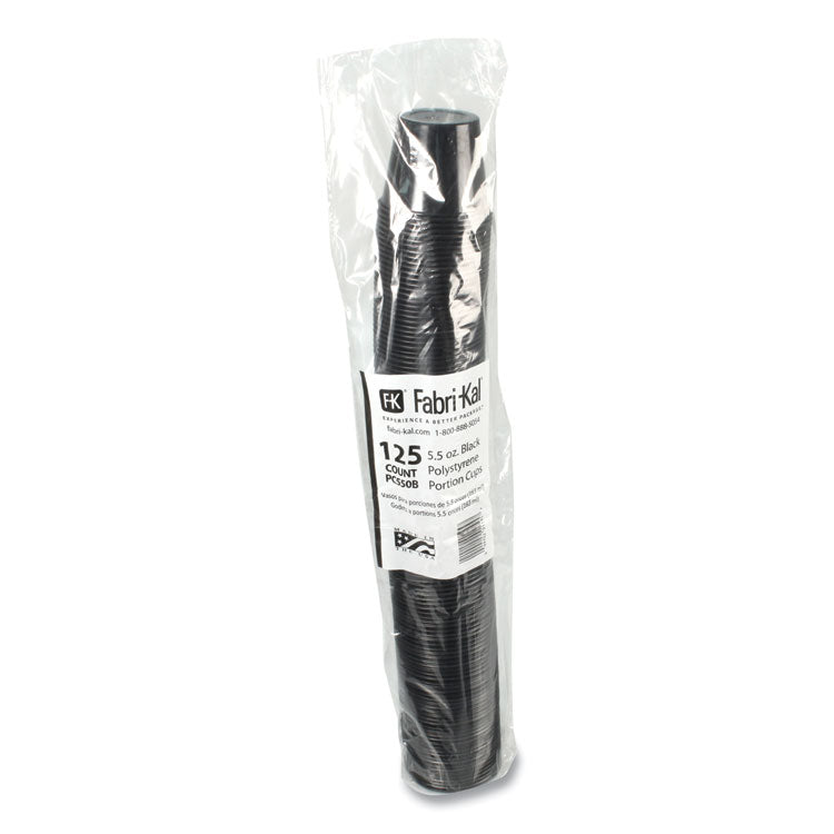 Portion Cups, 5.5 oz, Plastic, Black, 125/Sleeve, 20 Sleeves/Carton