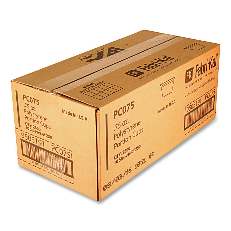 Portion Cups, 0.75 oz, Plastic, Translucent, 125/Sleeve, 20 Sleeve/Carton