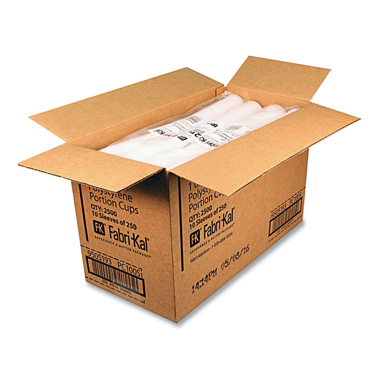 Portion Cups, Squat, 1 oz, Plastic, Translucent, 125/Sleeve, 20 Sleeve/Carton