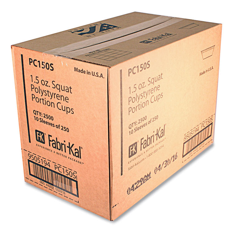 Portion Cups, Squat, 1.5 oz, Plastic, Translucent, 125/Sleeve, 20 Sleeve/Carton