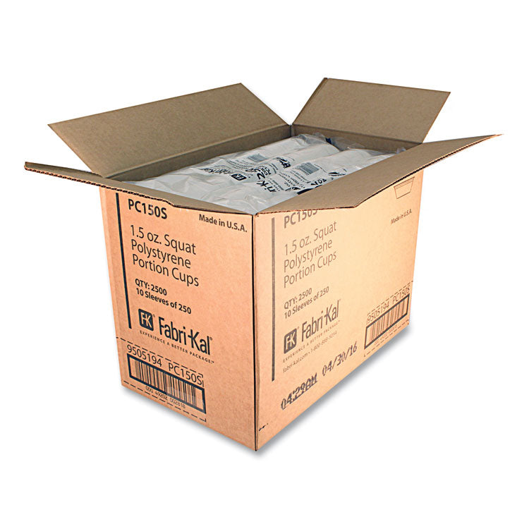 Portion Cups, Squat, 1.5 oz, Plastic, Translucent, 125/Sleeve, 20 Sleeve/Carton