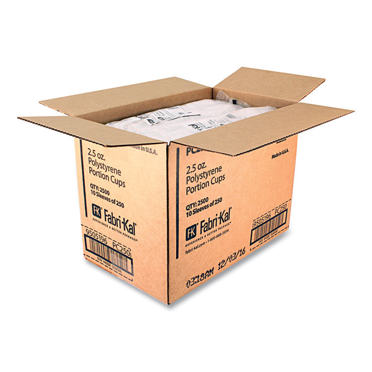 Portion Cups, 2.5 oz, Plastic, Translucent, 125/Sleeve, 20 Sleeve/Carton