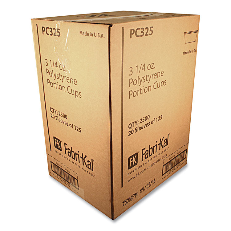 Portion Cups, 3.25 oz, Plastic, Translucent, 125/Sleeve, 20 Sleeve/Carton