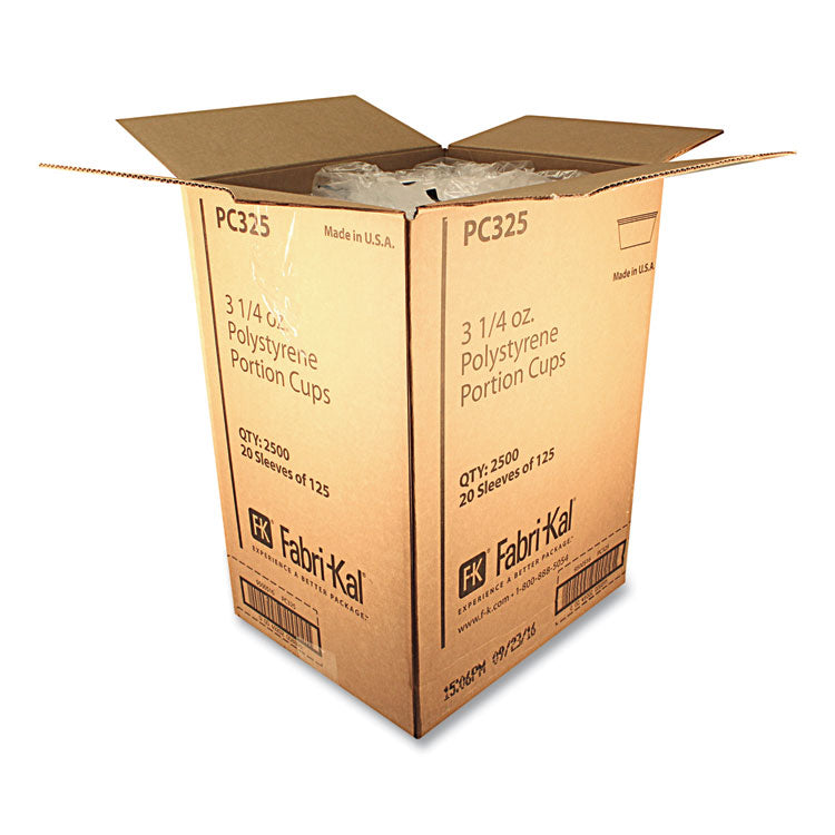 Portion Cups, 3.25 oz, Plastic, Translucent, 125/Sleeve, 20 Sleeve/Carton