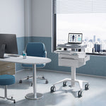 Mount-It! MedHub Mobile Medical Cart Workstation with Drawers and Locking Caster Wheels, White/Grey (MI-16004)