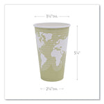 World Art Renewable and Compostable Hot Cups, 16 oz, Paper, Moss, 50/Pack