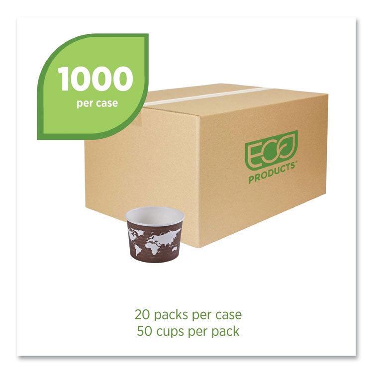 World Art Renewable and Compostable Food Container, 8 oz, 3.04" Diameter x 2.3" h, Brown, Paper, 50/Pack, 20 Packs/Carton
