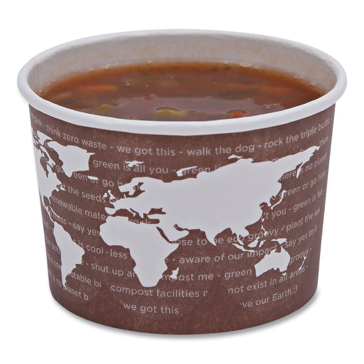 World Art Renewable and Compostable Food Container, 8 oz, 3.04" Diameter x 2.3" h, Brown, Paper, 50/Pack, 20 Packs/Carton
