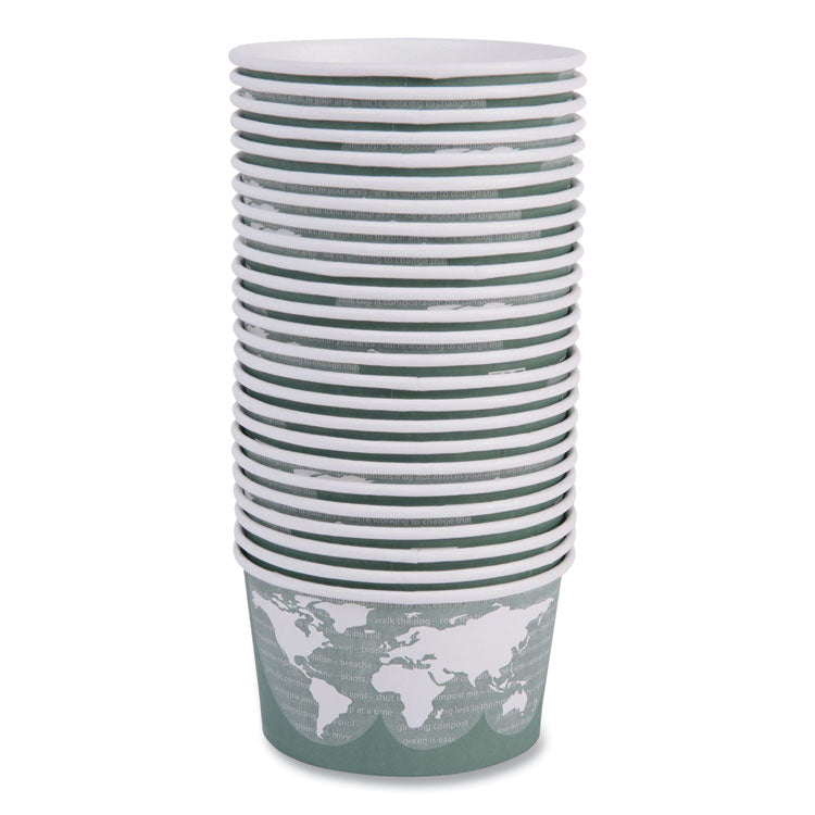 World Art Renewable and Compostable Food Container, 12 oz, 4.05" Diameter x 2.5" h, Green, Paper, 25/Pack, 20 Packs/Carton