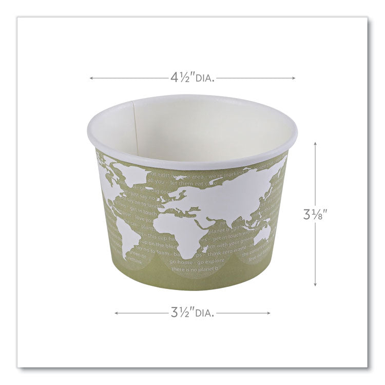 World Art Renewable and Compostable Food Container, 16 oz, 4.05" Diameter x 3" h, Seafoam, Paper, 25/Pack, 20 Packs/Carton