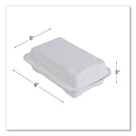 Vanguard Renewable and Compostable Sugarcane Clamshells, 9 x 6 x 3, White, 250/Carton