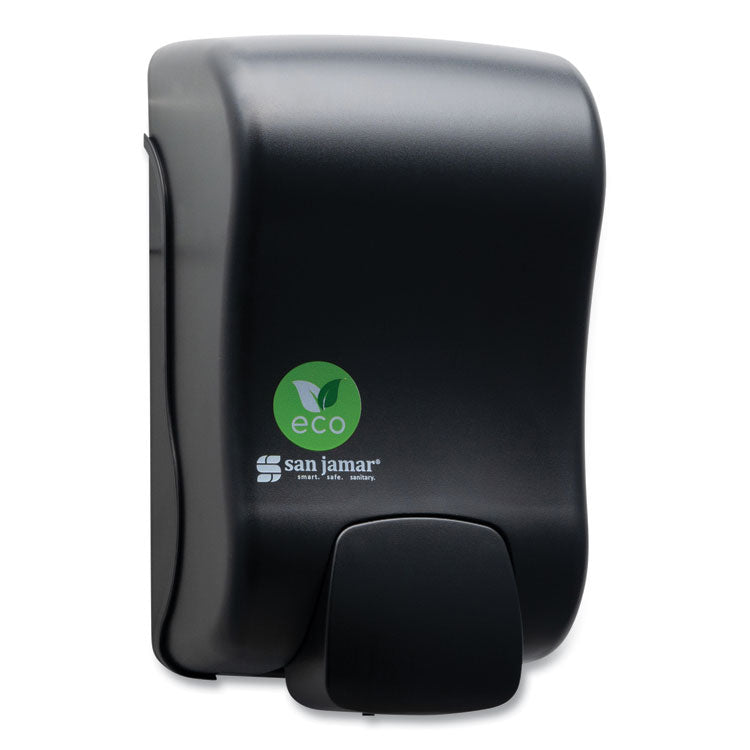 ecoLogic Rely Manual Foam Soap and Sanitizer Dispenser, 900 mL, 5,5 x 4,5 x 9.25, Black