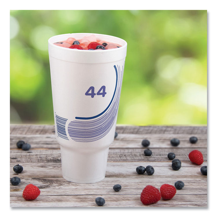 Breeze Hot/Cold Insulated Foam Drinking Cups, Pedestal Cup, 44 oz, Purple/White/Blue, 300/Carton