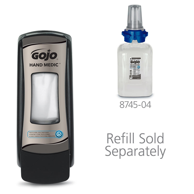 GOJO HAND MEDIC ADX-7 Wall Mounted Hand Soap Dispenser, Black/Chrome, 6/Carton (8782-06)