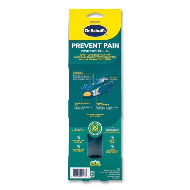 Prevent Pain Protective Insoles for Men, Men's Size 8 to 14, Blue
