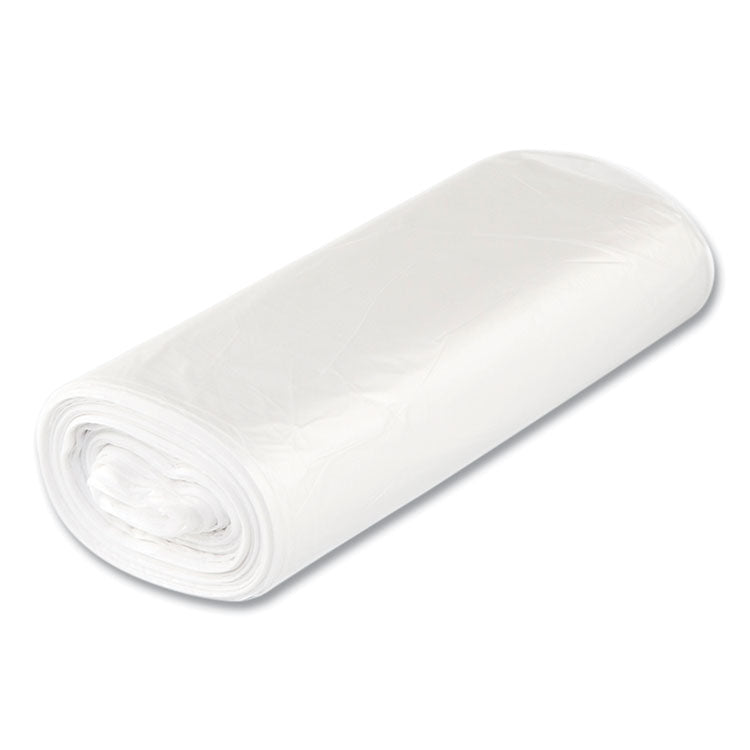 High-Density Commercial Can Liners, 33 gal, 16 mic, 33" x 40", Clear, Interleaved Roll, 25 Bags/Roll, 10 Rolls/Carton
