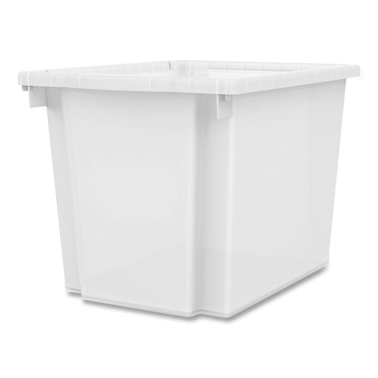 Flagship Storage Bins, 1 Section, 12.75" x 16" x 12", Translucent White