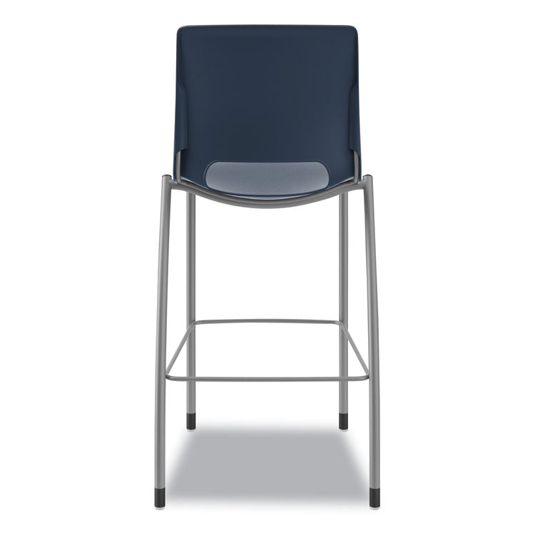 Motivate Four-Leg Cafe Height Stool, Supports Up to 300 lb, 30" Seat Height, Regatta Seat, Regatta Back, Platinum Base