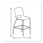 Motivate Four-Leg Cafe Height Stool, Supports Up to 300 lb, 30" Seat Height, Onyx Seat, Onyx Back, Platinum Base