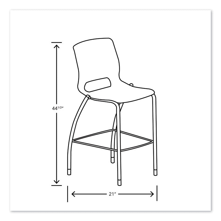 Motivate Four-Leg Cafe Height Stool, Supports Up to 300 lb, 30" Seat Height, Onyx Seat, Onyx Back, Platinum Base