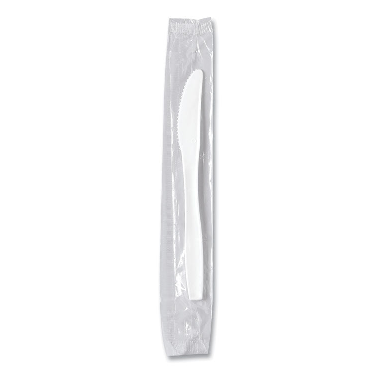 Regal Mediumweight Cutlery, Individually Wrapped, Knife, Plastic, White, 1,000/Carton