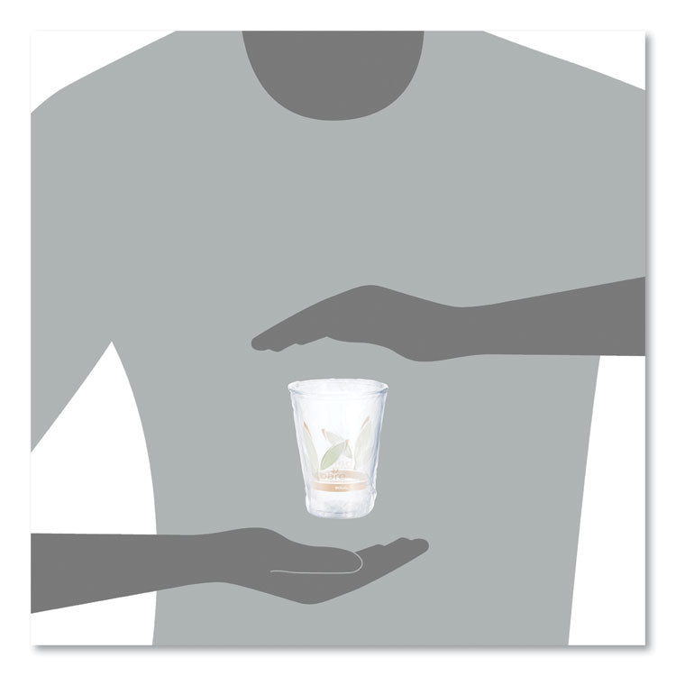 Bare Eco-Forward RPET Cold Cups, Individually Wrapped, 10 oz, Plastic, Leaf Design, 500/Carton