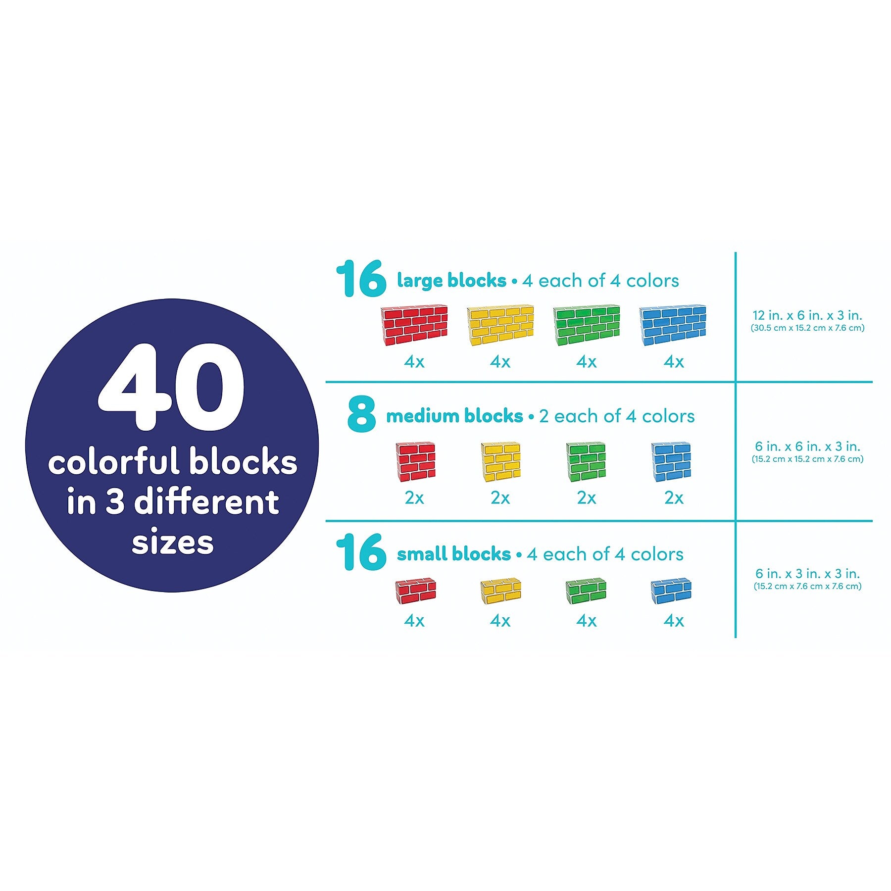 Teacher Created Resources Easy-Stack Cardboard Blocks, 40 Pieces (TCR11532)