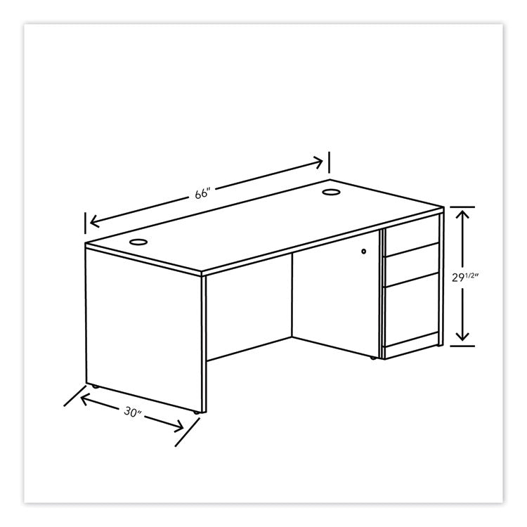 10500 Series Single Pedestal Desk, Right Pedestal: Box/Box/File, 66" x 30" x 29.5", Kingswood Walnut
